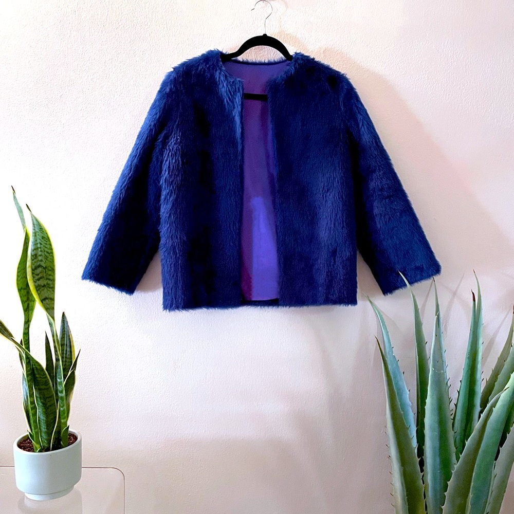 Vintage Faux Fur Coat in Blue